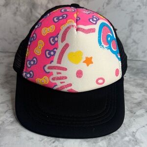 Hello Kitty By Sanrio Pink and Black Kids Hat Adjustable Strap Mesh Cap